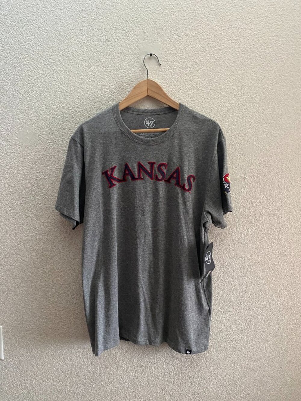 NEW Kansas Jayhawks KU 47 Brand T-Shirt Large Short Sleeve NWT Gray Rock Chalk